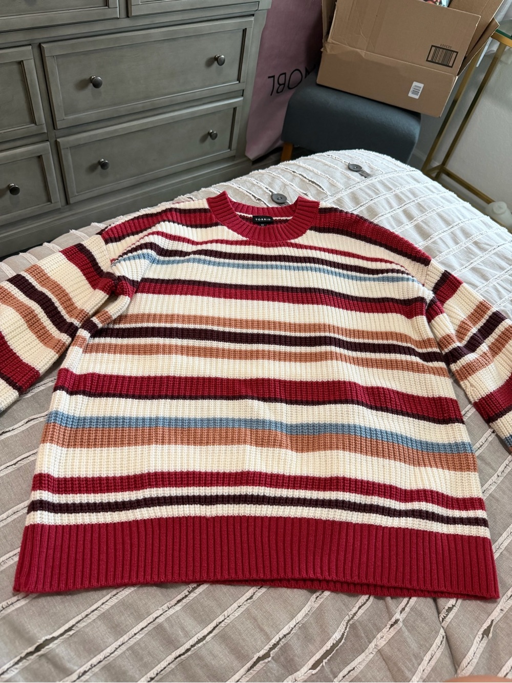 Torrid woman’s Striped Crewneck Sweater - Red Multi